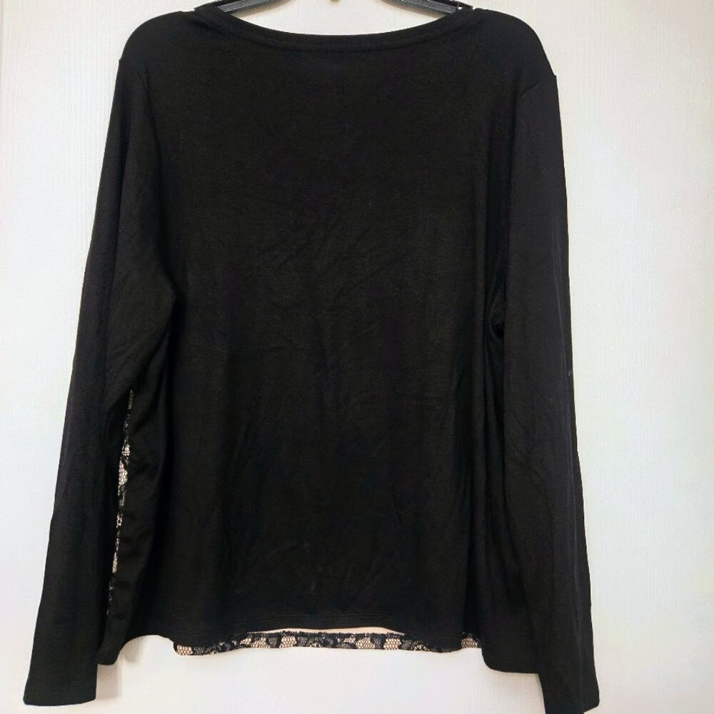 Chico's L/S black sweater top with lace front NWOT‎ Size 3/XL - Picture 4 of 4